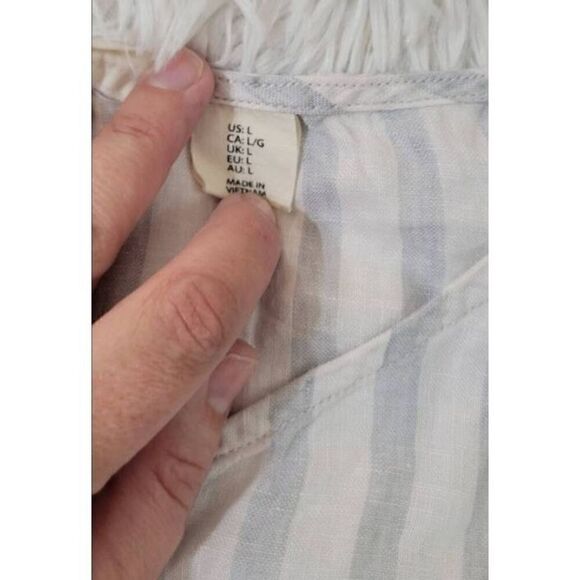 Christian Siriano Size L 100% Linen Striped Blouse - Picture 4 of 5